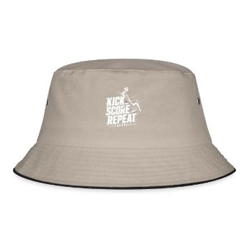Fußball Kick Score Repeat Motiv - Bucket Hat - Khaki/Schwarz - Vorne