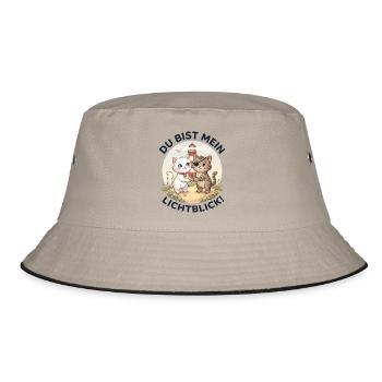 Katzen Leuchtturm Lichtblick - Bucket Hat - Khaki/Schwarz - Vorne