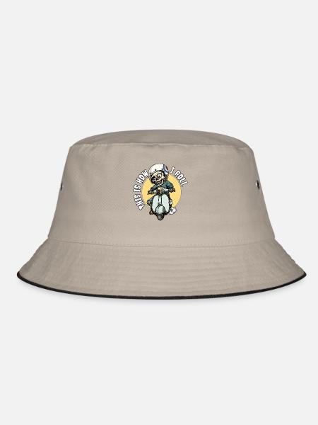 Skelett Motorroller Moped Mofa This Is How I Roll - Bucket Hat - Khaki/Schwarz