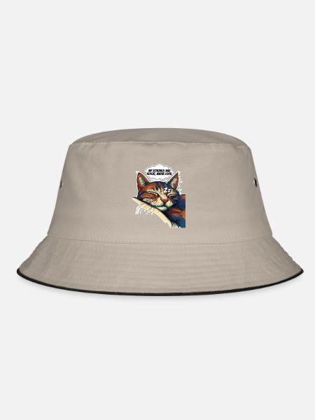 Katzentraum: Nickerchen machen und planen - Bucket Hat - Khaki/Schwarz