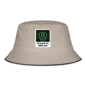 Firewall an, Welt aus - IT-Sicherheit Hoodie - Bucket Hat - Khaki/Schwarz - Vorne
