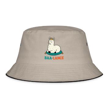 Baa-Lance – Königliches Lama in Balance - Bucket Hat - Khaki/Schwarz - Vorne