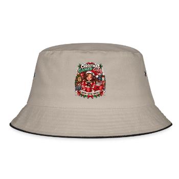 Weihnachts Gamerin Pixelkunst - Bucket Hat - Khaki/Schwarz - Vorne