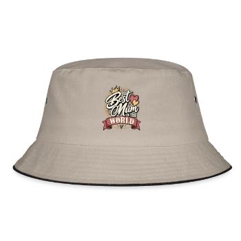 Best Mum in the World – Muttertag - Bucket Hat - Khaki/Schwarz - Vorne