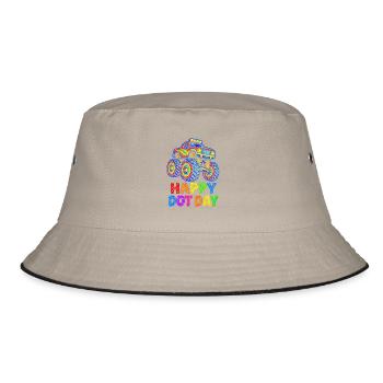 Happy Dot Day Monster Truck - Bucket Hat - Khaki/Schwarz - Vorne