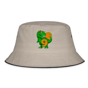 DINOSAURIER 9 JAHRE BASKETBALL 9. GEBURTSTAG - Bucket Hat - Khaki/Schwarz - Vorne