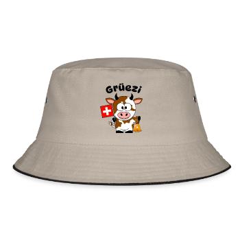 Gruezi Schweizer Kuh  - Bucket Hat - Khaki/Schwarz - Vorne