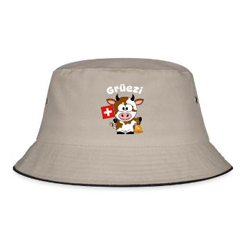 Grüezi Kuh 2 - Bucket Hat - Khaki/Schwarz - Vorne