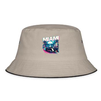 Miami Rennwochenende – Motorsport-Fan Florida - Bucket Hat - Khaki/Schwarz - Vorne