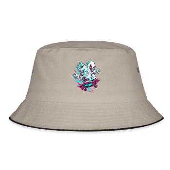 Neon Geist auf Skateboard - Bucket Hat - Khaki/Schwarz - Vorne