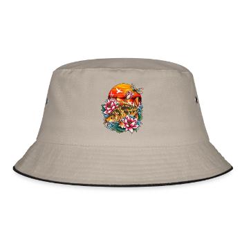 Carpe_miroir_dans_un_coucher_de_soleil - Bucket Hat - Khaki/Schwarz - Vorne