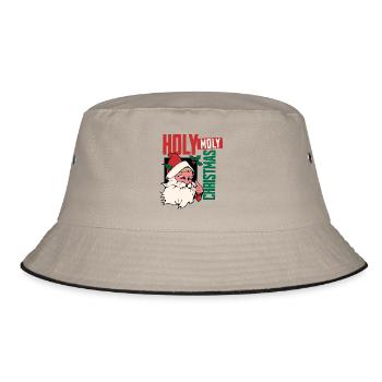 Holy Moly Christmas Santa - Bucket Hat - Khaki/Schwarz - Vorne