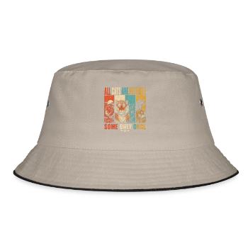 Alle Katzen sind streichelbar, manche nur einmal lustige Katze - Bucket Hat - Khaki/Schwarz - Vorne