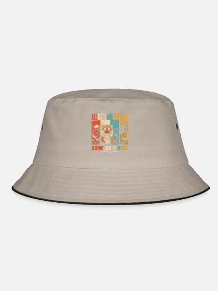 Alle Katzen sind streichelbar, manche nur einmal lustige Katze - Bucket Hat - Khaki/Schwarz