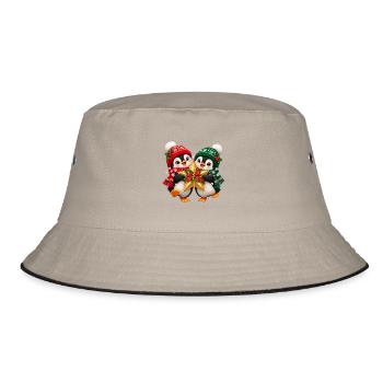 Zwei Pinguine Weihnachtstraum - Bucket Hat - Khaki/Schwarz - Vorne