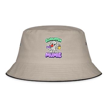 Schnupfen Mumie - Halloween mit Erkältung - Bucket Hat - Khaki/Schwarz - Vorne