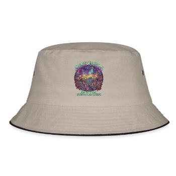 Neo Edo Fest and UFO Ukiyo-e Psychedelic Trip - Bucket Hat - Khaki/Schwarz - Vorne