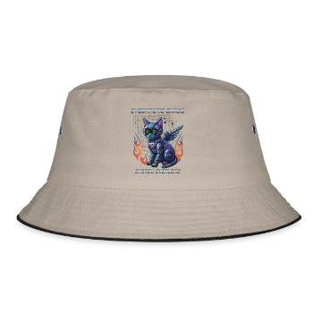 Katze Cybernetic Chaos, Cyberpunk - Bucket Hat - Khaki/Schwarz - Vorne