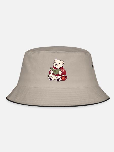 Winterleser Bärchen im Pullover - Bucket Hat - Khaki/Schwarz
