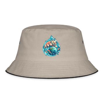 Kleine Tardigrade Kosmische Reise - Bucket Hat - Khaki/Schwarz - Vorne