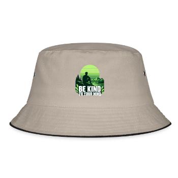 Be Kind To Your Mind – Mentale Gesundheit - Bucket Hat - Khaki/Schwarz - Vorne
