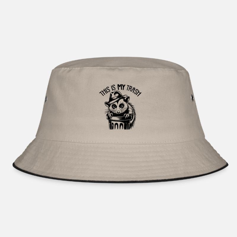 Cool possum with hat and garbage can Bucket Hat