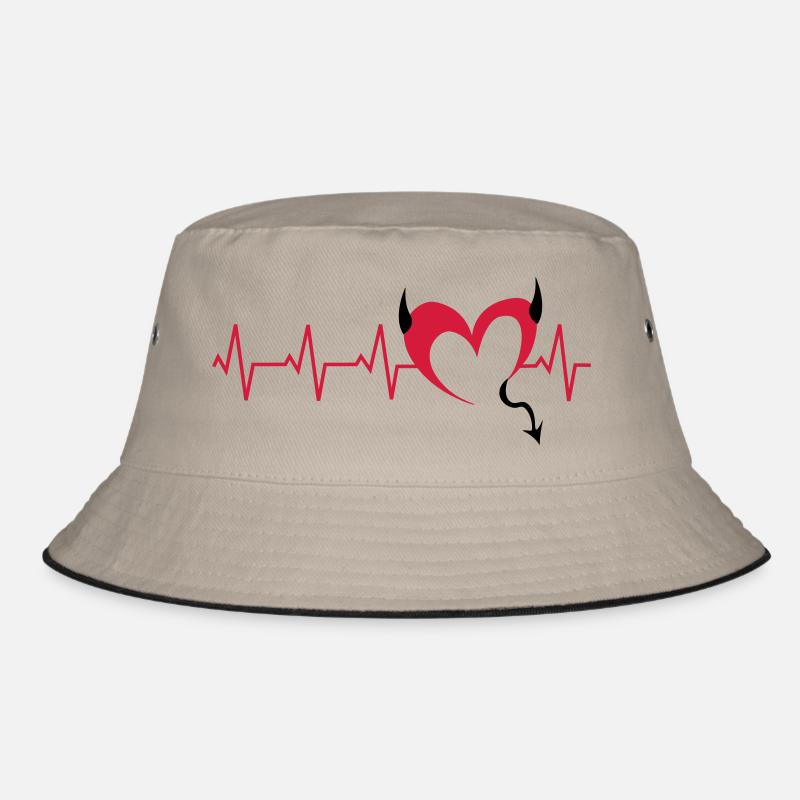 herz-teufel-ekg - Bucket Hat - Khaki/Schwarz
