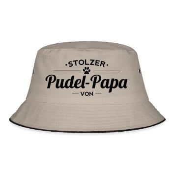 Pudelpapa Wunschname - Bucket Hat - Khaki/Schwarz - Vorne