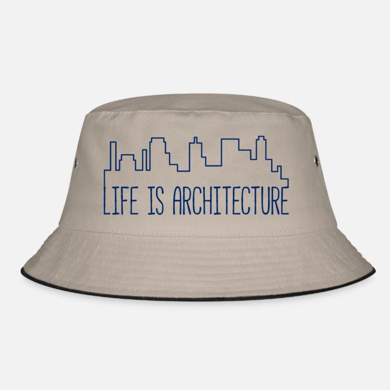 Architekt / Architektur: Life Is Architecture - Bucket Hat - Khaki/Schwarz