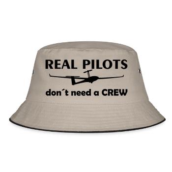 echter Segelflieger braucht keine Hilfe - Geschenk - Bucket Hat - Khaki/Schwarz - Vorne