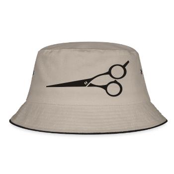 hairdresser barber barbier friseur coiffeur bart b - Bucket Hat - Khaki/Schwarz - Vorne