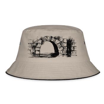 stein-bruecke-fluss-01 - Bucket Hat - Khaki/Schwarz - Vorne