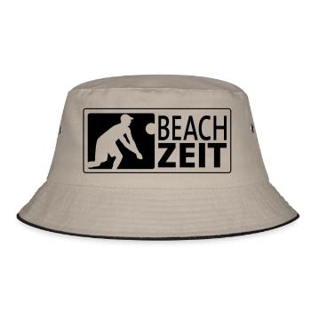 Beachvolleyball Bagger (quer) - Bucket Hat - Khaki/Schwarz - Vorne