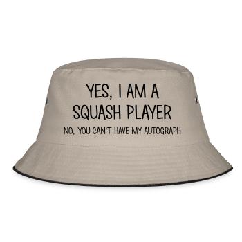 squash player yes no cant have autograph - Bucket Hat - khaki/black - Front