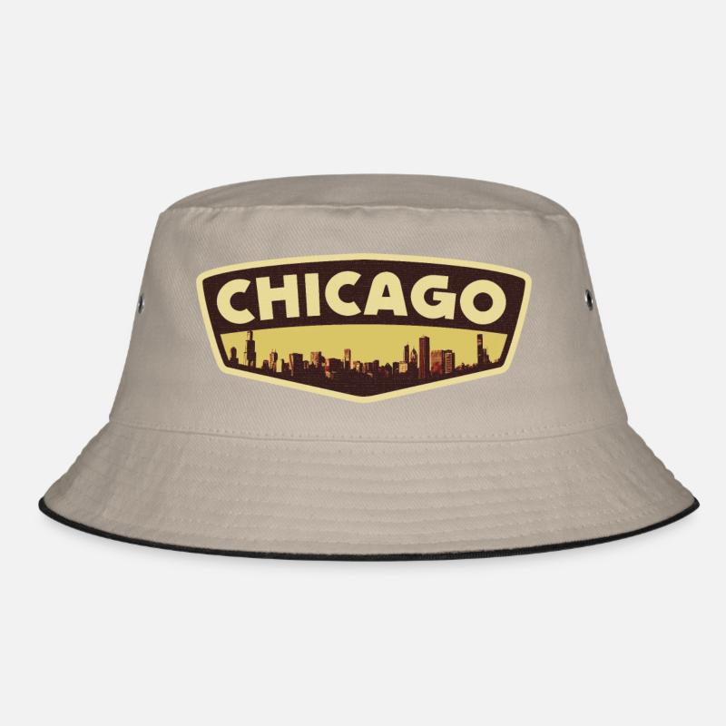 Chicago Skyline Retro Abzeichen Bucket Hat