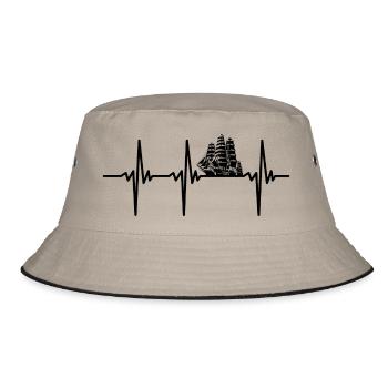 Herzschlag für alte Segelschiffe Flotte - Bucket Hat - Khaki/Schwarz - Vorne