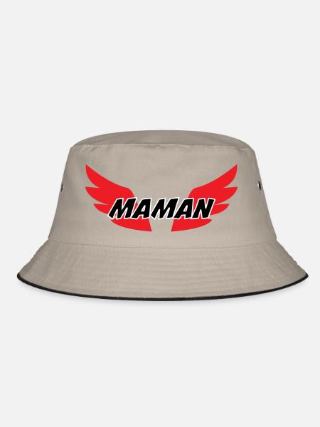 Maman d'Amour - Muttertag - Bucket Hat - Khaki/Schwarz - Vorne