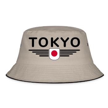 Tokio Japan Fan Outfit T Shirt Design - Bucket Hat - Khaki/Schwarz - Vorne