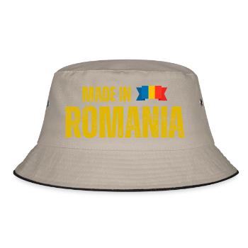 Made in Romania, rumänischer Stolz - Bucket Hat - Khaki/Schwarz - Vorne