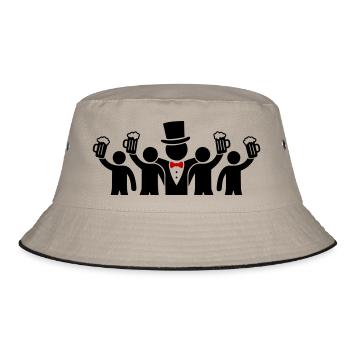 Bräutigam Crew Junggesellen - Bucket Hat - Khaki/Schwarz - Vorne