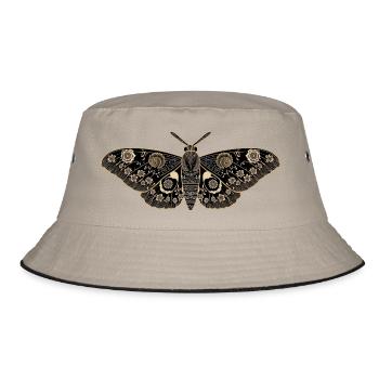Vintage Moth – Black Gold Flowers - Bucket Hat - khaki/black - Front