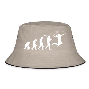 Badminton Evolution Weibliche Spielerin Frauen Sportgeschenk - Bucket Hat - Khaki/Schwarz - Vorne