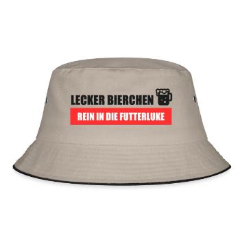 Lecker Bierchen Futterluke - Bucket Hat - Khaki/Schwarz - Vorne