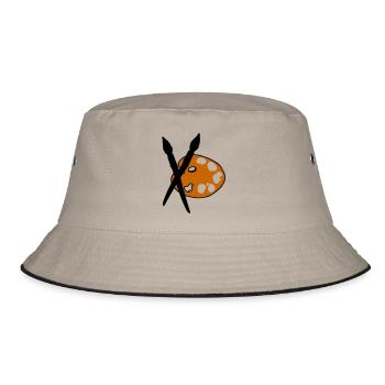 Künstler - Maler - Pinsel - Bucket Hat - Khaki/Schwarz - Vorne