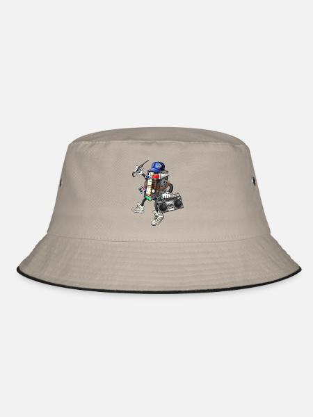 80s Retro Funky Design - Bucket Hat - khaki/black - Front