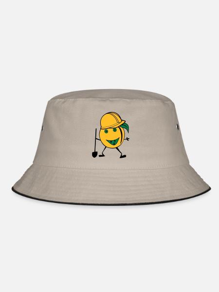 orange construction worker - Bucket Hat - khaki/black - Front