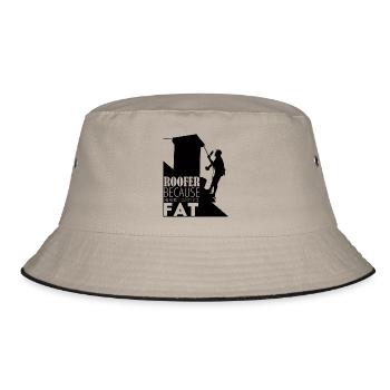 Dachdecker: Roofer, Because An Office Makes You - Bucket Hat - Khaki/Schwarz - Vorne