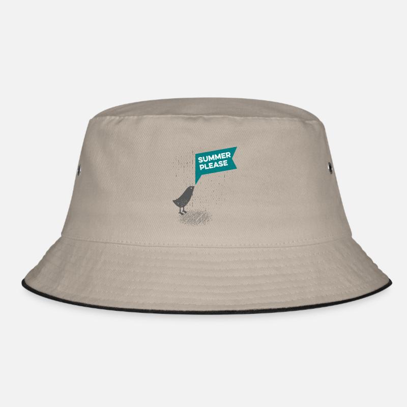 Süßer Vogel im Regen - Summer please - Bucket Hat - Khaki/Schwarz