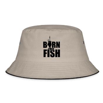born to fish (Angeln, b, 1c) - Bucket Hat - khaki/black - Front
