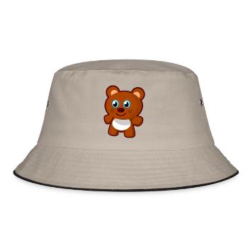Teddybär - Bucket Hat - Khaki/Schwarz - Vorne